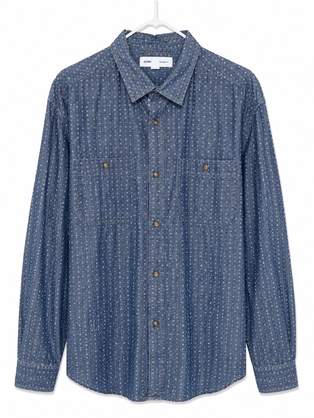 Old Navy Blue Dot-Pattern Casual Button-Down Shirt